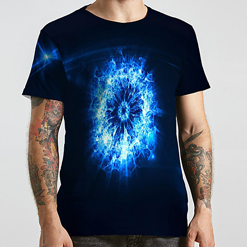 

Men's Unisex Tee T shirt 3D Print Graphic Prints Geometry Plus Size Print Short Sleeve Casual Tops Basic Designer Big and Tall Black