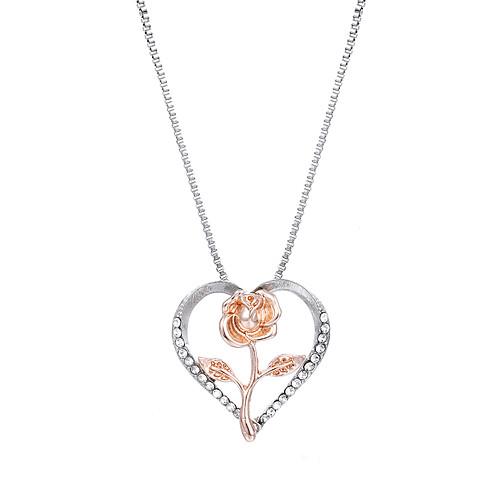 

zircon love rose plated two-color diamond necklace jewelry