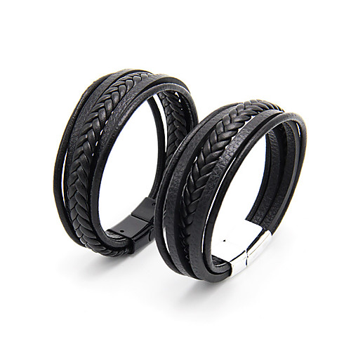 

multi-layer men's jewelry ethnic style retro alloy magnetic buckle leather bracelet