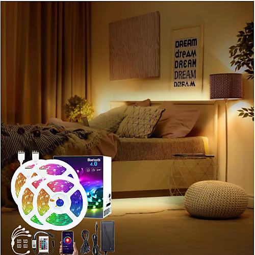 

LED Strip Lights Bluetooth Dimmable 20M (4x5M) RGB Tiktok Lights 5050 600 LEDs Smartphone Controlled for Home Bedroom Holiday