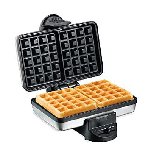 

2-slice non-stick belgian waffle maker with browning control, indicator lights, compact design, premium stainless steel (26009)