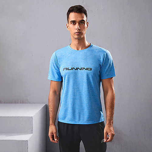 

Men's Short Sleeve Sweatshirt Running Shirt Tee Tshirt Athleisure Wear Top Casual Athleisure Soft Sweat wicking Running Walking Jogging Cycling Sportswear Normal Blue Activewear Micro-elastic