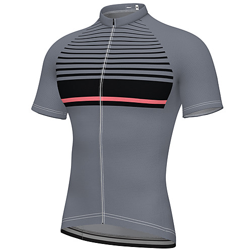 

21Grams Men's Short Sleeve Cycling Jersey Spandex Dark Gray Stripes Bike Top Mountain Bike MTB Road Bike Cycling Breathable Quick Dry Sports Clothing Apparel / Athleisure