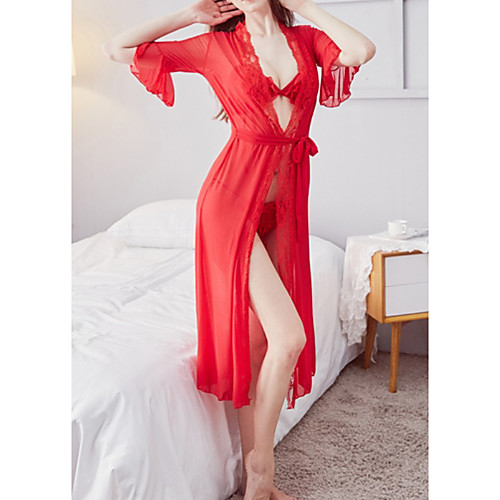

Women's Mesh Suits Nightwear Solid Colored Black / Red One-Size