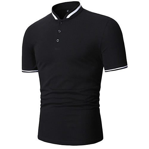 

Men's Polo Solid Colored Short Sleeve Daily Tops Cotton Black