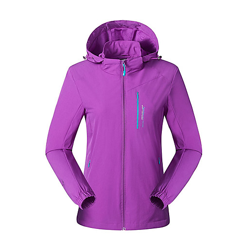 

Women's Hiking Jacket Outdoor Solid Color Waterproof Windproof Breathable Anti-tear Top Full Length Visible Zipper Fishing Climbing Camping / Hiking / Caving Purple Light Purple Blue Rose Red