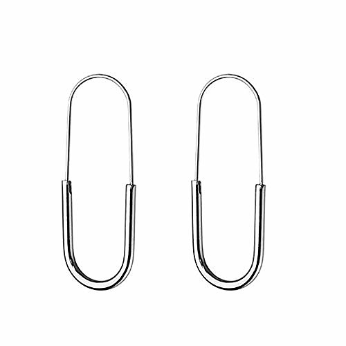 

stainless steel cartilage safety pins hoop earrings snap hypoallergenic women men unisex punk piercing jewelry-silver