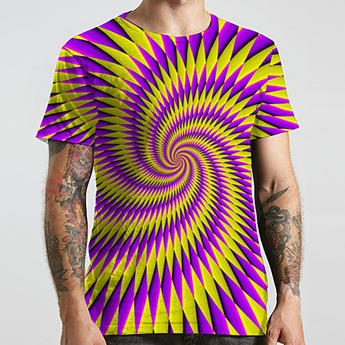 

Men's Unisex Tee T shirt 3D Print Graphic Prints Geometry Plus Size Print Short Sleeve Casual Tops Basic Designer Big and Tall Purple