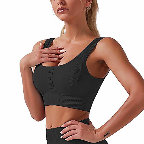 

abardsion women's backless strappy seamless sports bra sexy crop tank top (black m)