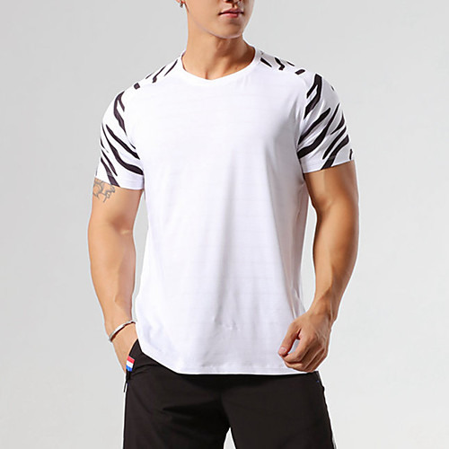 

Men's Tee / T-shirt Patchwork Crew Neck Leopard Sport Athleisure T Shirt Top Short Sleeves Breathable Moisture Wicking Soft Comfortable Everyday Use Casual Daily Outdoor Exercising