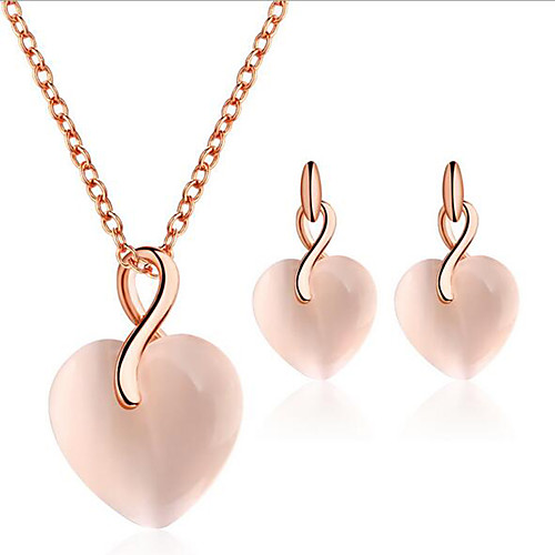 

Women's Jewelry Set Bridal Jewelry Sets 3D Heart Precious Fashion Gold Plated Earrings Jewelry Blushing Pink For Christmas Wedding Party Evening Gift Formal 1 set
