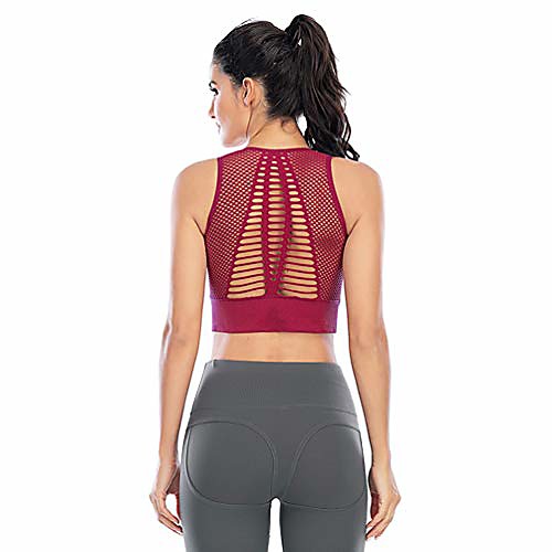 

womens beauty back sports bra yoga tops high-strength shock-proof sport underwear running workout bra (red-3, l)