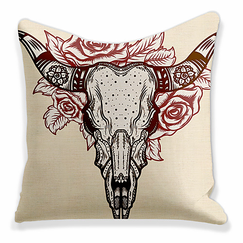 

Double Side 1 Pc Cushion Cover Print 45x45cm Linen for Sofa Bedroom Animal Yak