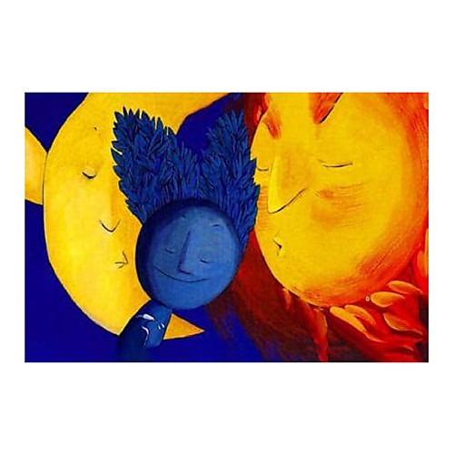 

IARTS Hand Painted Sun and moon Oil Painting with Stretched Frame For Home Decoration