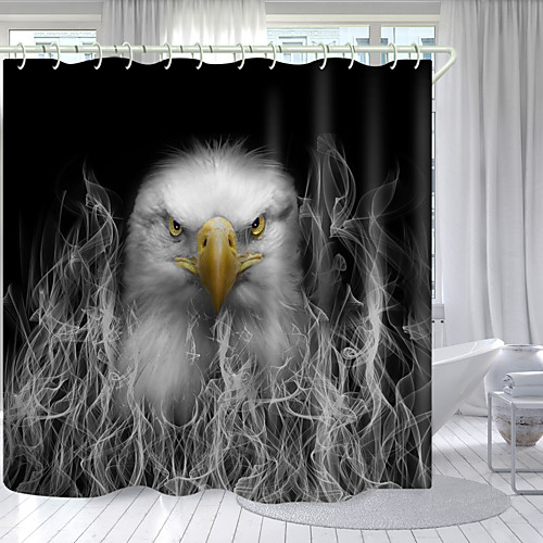 

Smoky White Bird Digital Printing Shower Curtain Shower Curtains Hooks Modern Polyester New Design