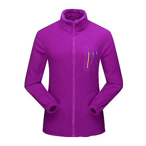 

Women's Hiking Fleece Jacket Winter Outdoor Solid Color Windproof Fleece Lining Warm Anti-tear Top Full Length Visible Zipper Fishing Climbing Camping / Hiking / Caving Black Purple Red Rose Red