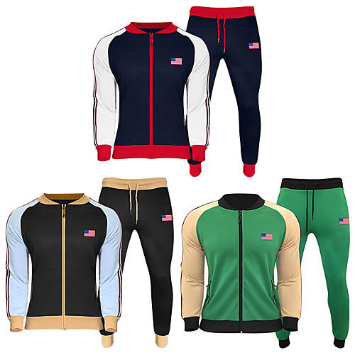 

Men's 2 Piece Full Zip Tracksuit Sweatsuit Casual Athleisure 2pcs Winter Long Sleeve Thermal Warm Moisture Wicking Breathable Fitness Gym Workout Running Jogging Training Sportswear Jacket Green long