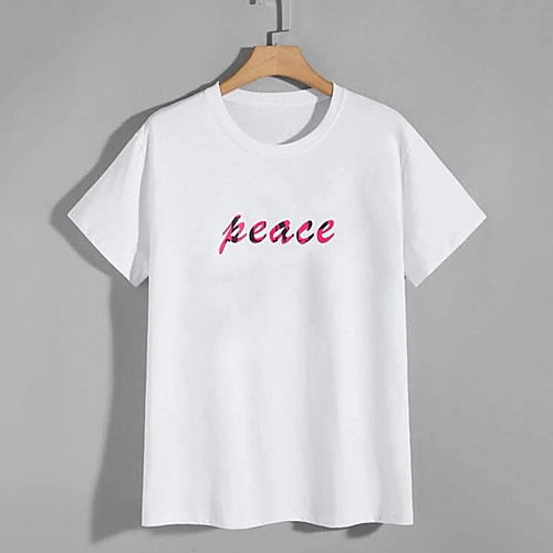 

Men's Tee T shirt Hot Stamping Graphic Prints Letter Print Short Sleeve Casual Tops 100% Cotton Basic Designer Big and Tall White