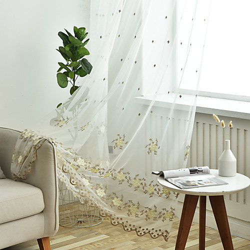 

Two Panel Pastoral Style Windmill Embroidered Window Screen Living Room Bedroom Dining Room Children's Room Translucent Tulle