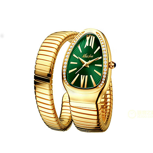 

missfox watch ladies fashion personality snake head bracelet stainless steel diamond snake watch