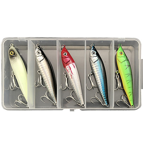 

5 pcs Lure kit Fishing Lures Pencil lifelike 3D Eyes Night Glowing Sinking Bass Trout Pike Sea Fishing Lure Fishing Freshwater and Saltwater