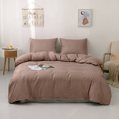 

Duvet cover set with zipper closure with plaid pattern, ultra soft comfortable and breathable durable King/Queen/Twin size