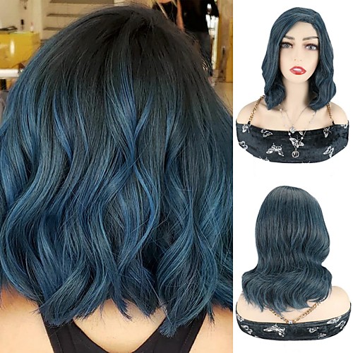 

Blue Body Wave Bob Wigs Synthetic Hair Wigs Cosplay Party Short Wigs For Women