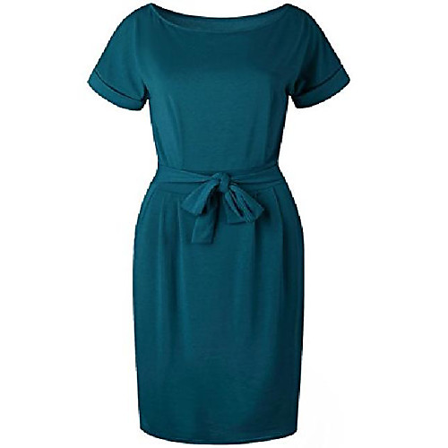 

yeokou womens casual wear to work short sleeve bodycon belted dress with pockets (medium, green)