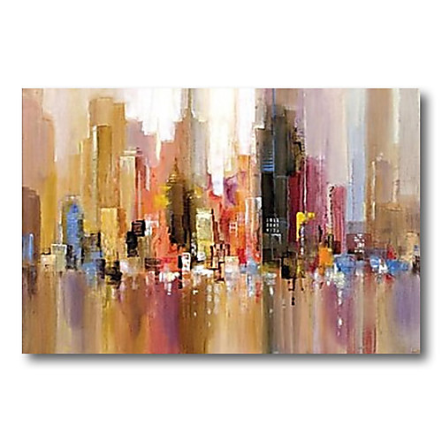 

Stretched Oil Painting Hand Painted Canvas Abstract Comtemporary Modern High Quality Bilding City Ready to Hang