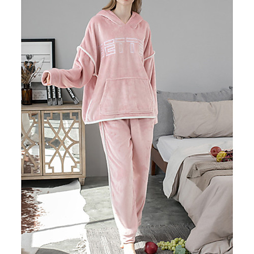 

Women's Hooded Suits Pajamas - Print, Letter
