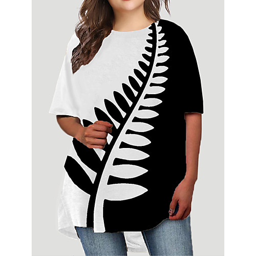 

Women's Plus Size Dresses T Shirt Dress Tee Dress Short Mini Dress Half Sleeve Graphic Color Block Print Basic Fall White XL XXL 3XL 4XL 5XL / Holiday