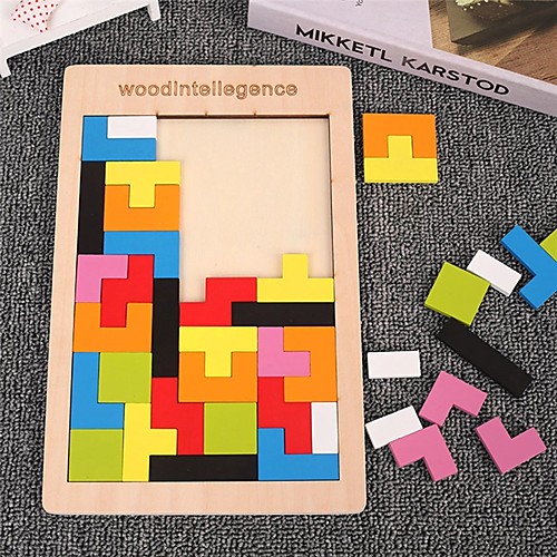 

Colorful 3D Puzzle Wooden Tangram Math Toys Tetris Game Children Pre-school Magination Intellectual Educational Toy for Kids