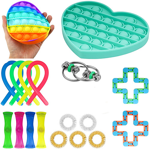 

18 pcs Sensory Fidget Toys Set Pop Bubble Soybean Squeeze Stress Relief Balls with Fidget Hand Toys for Kids Adults Calming Toys for ADHD Autism Anxiety Relief