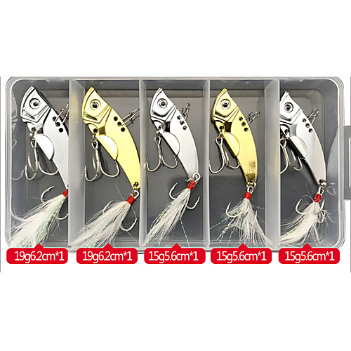 

5 pcs Lure kit Fishing Lures Vibration / VIB with Feather Sinking Bass Trout Pike Lure Fishing Freshwater and Saltwater