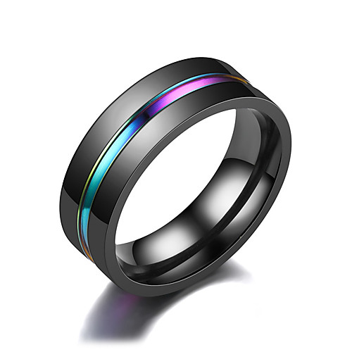 

band ring fashion elegant black slotted colorful men's ring