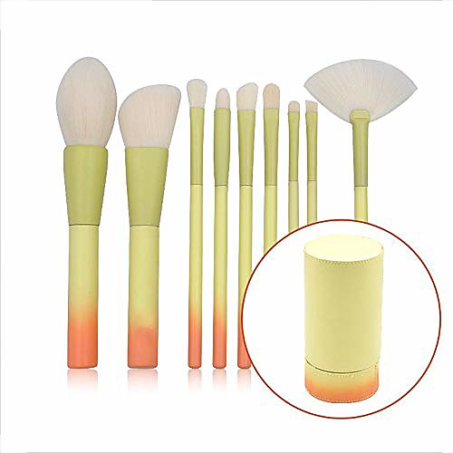 

makeup brush makeup brush set with pu bucket premium synthetic foundation powder concealers blending eye shadows face makeup brush sets(9 pcs) for daily use brush sets