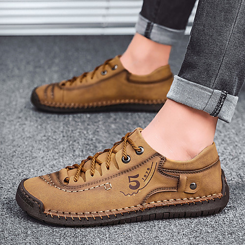 

Men's Sneakers Crochet Leather Shoes Printed Oxfords Sporty Casual British Athletic Outdoor Walking Shoes Trail Running Shoes Nappa Leather Cowhide Warm Handmade Non-slipping Booties / Ankle Boots