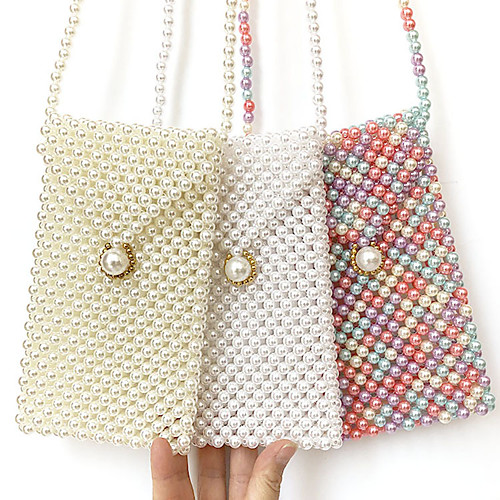 

Pearl Mobile Phone Bag Hand-beaded Small Bag Three Colors, A Small Amount of Stock Can Be Customized