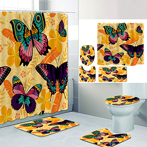 

Zhuang Zhou's Dream Disc Digital Printing Four-piece Set Shower Curtains and Hooks Modern Polyester Machine Made Waterproof Bathroom