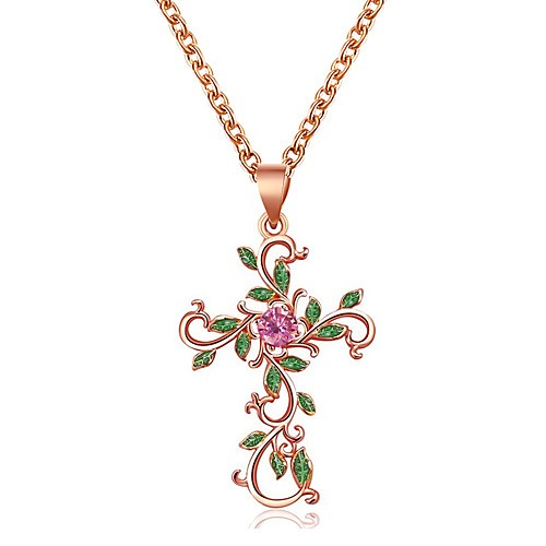 

flower cross necklace diamond leaf clavicle chain christian religious accessories