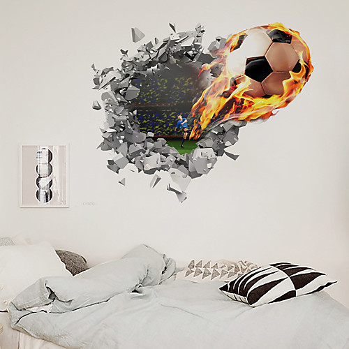 

3D New Broken Wall Football Fire Home Corridor Background Decoration Can Be Removed Stickers