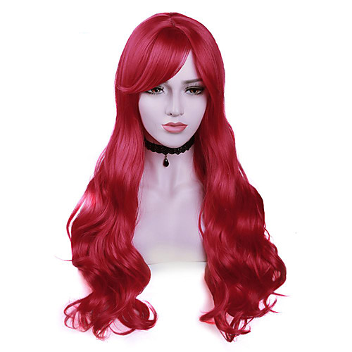

Synthetic Wig Deep Wave Side Part Wig Medium Length Red Synthetic Hair Women's Cosplay Party Fashion Red