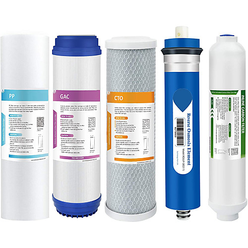 

Complete Replacement Filter Cartridge Set for Under Sink 5-Stage Reverse Osmosis Filter Replacement Water System Water Purfier