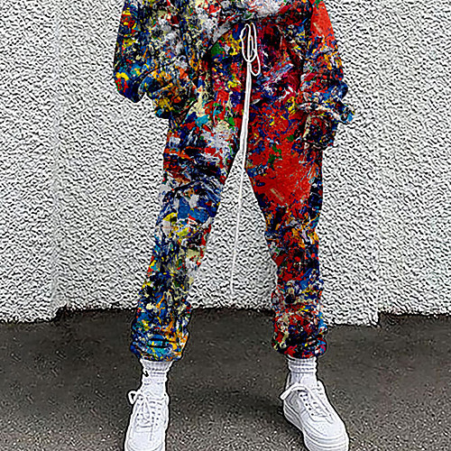 

Women's Fashion Casual / Sporty Comfort Going out Weekend Active Pants Graphic Prints Graffiti Landscape Full Length Pocket Elastic Drawstring Design Print White Purple Red Yellow Green