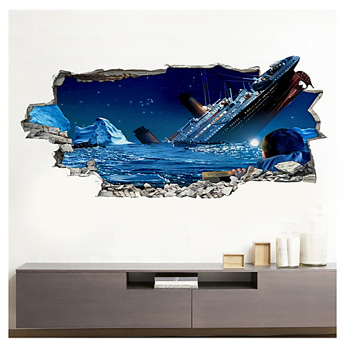 

3D Broken Wall Ship Collapsed Home Corridor Background Decoration Can Be Removed Stickers