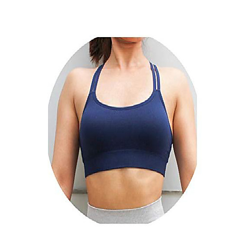

cross bra strappy seamless push up sports bra high impact sport underwear gym running bra fits top,blue,s