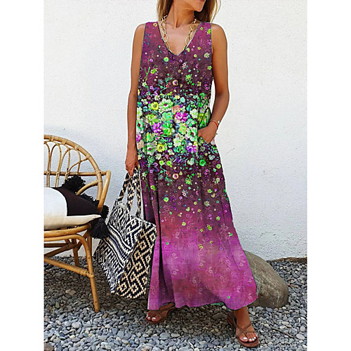 

2021 new summer wish amazon ebay hot sale loose v-neck european long skirt beauty sleeveless dress