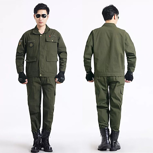 

Men's Hiking Shirt / Button Down Shirts Hiking Jacket with Pants Long Sleeve Pants / Trousers Top Clothing Suit Outdoor Quick Dry Lightweight Breathable Sweat wicking Autumn / Fall Spring ArmyGreen