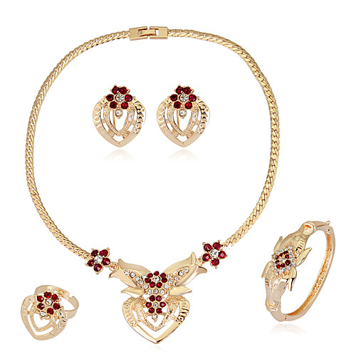 

Women's Jewelry Set Bridal Jewelry Sets 3D Heart Precious Fashion Gold Plated Earrings Jewelry Gold For Christmas Wedding Halloween Party Evening Gift 1 set