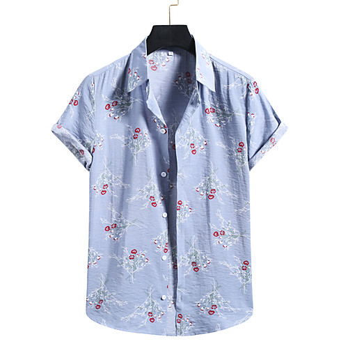 

Men's Shirt Other Prints Plants Print Short Sleeve Casual Tops Hawaiian White Yellow Beige